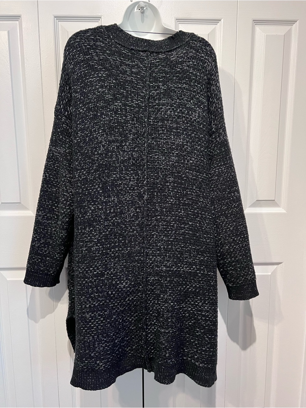 Roots Snowy Fox Black/White Flecks Open Front Cotton Blend Cardigan Size M - Picture 7 of 12